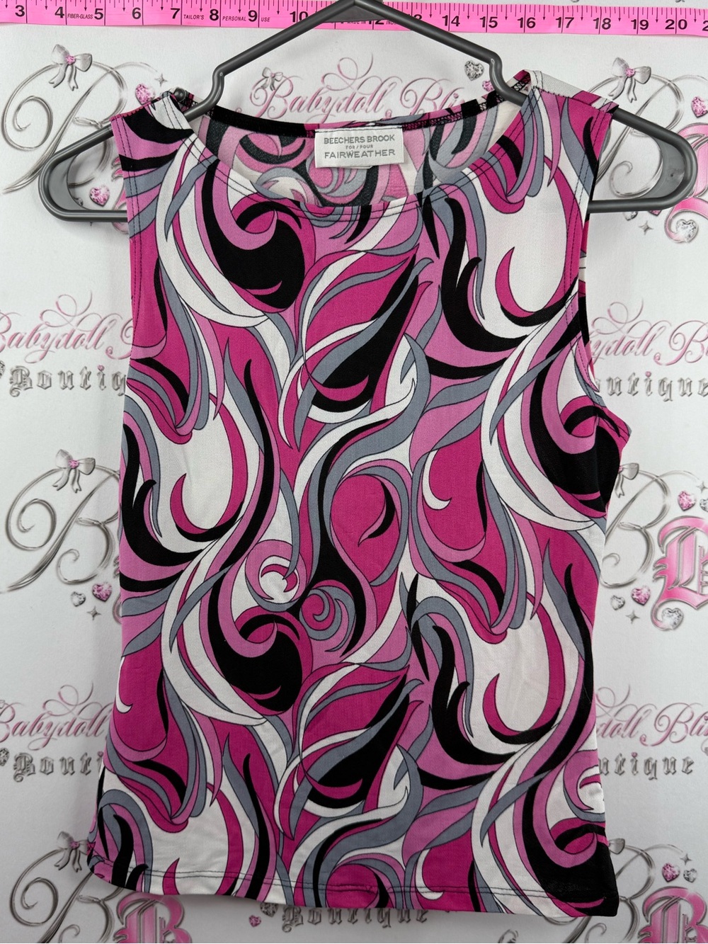 Beckers Brook tank top swirls abstract color block Pink Swirl Tank Top